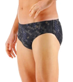 TYR Men's Carbon Hex Racer Brief Swimsuit -TYR Store 7415984029864 black 4a