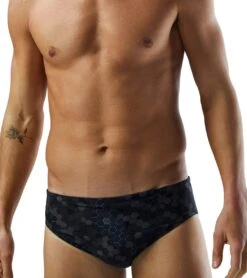 TYR Men's Carbon Hex Racer Brief Swimsuit -TYR Store 7415984029864 black 6a