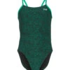 TYR Girls' Lapped Cutoutfit One Piece Swimsuit -TYR Store 7415995170984 green 1a