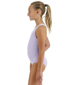 TYR Girls' Solid Ella Maxfit One Piece Swimsuit (Little Kid, Big Kid) 9 TYR Girls' Solid Ella Maxfit One Piece Swimsuit (Little Kid, Big Kid) -TYR Store 7710366826664 lavender 4a