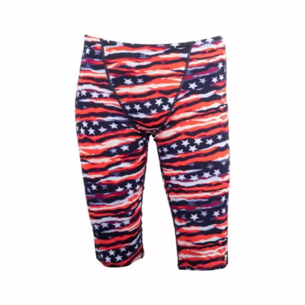 TYR Mens Red/White/Blue All American Jammer Swimsuit 3 TYR Mens Red/White/Blue All American Jammer Swimsuit