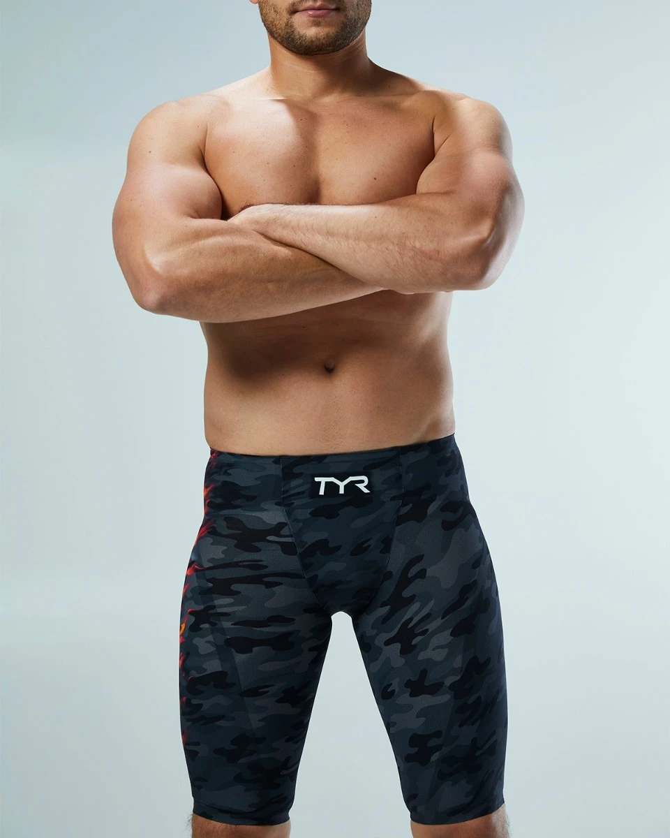 TYR Men’s Venzo™ High-Waist Jammer Swimsuit - Camo Fire 9 TYR Men’s Venzo™ High-Waist Jammer Swimsuit - Camo Fire - Image 7